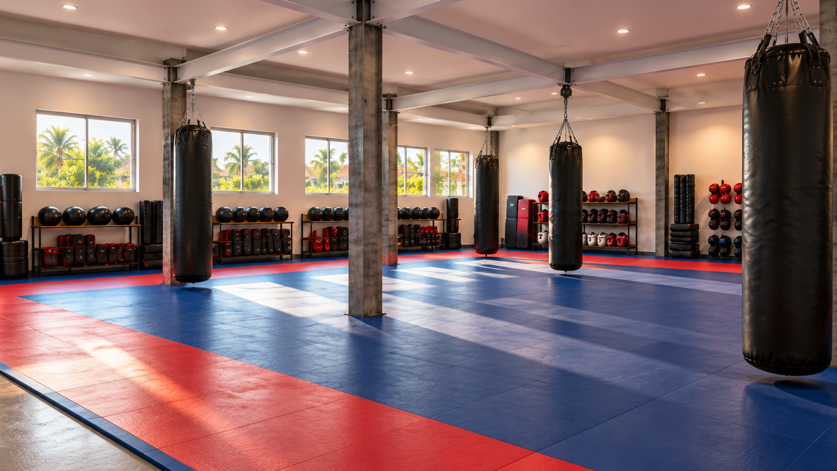 Concept rendering of the training area and punching bags
