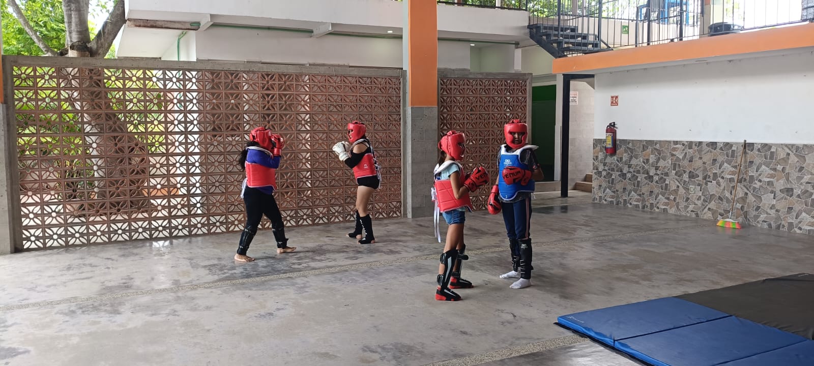 Students practicing martial arts