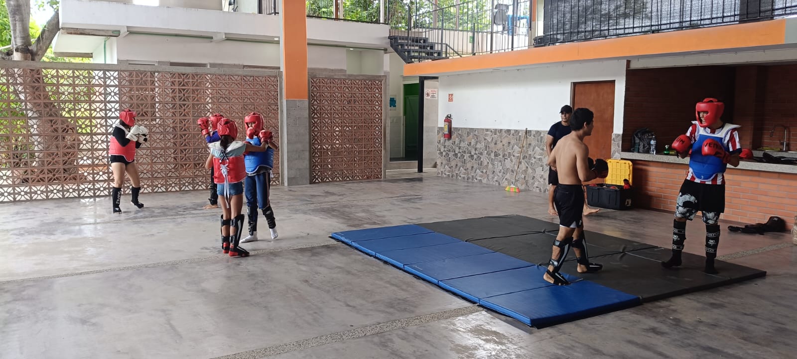 Children practicing martial arts on a mat